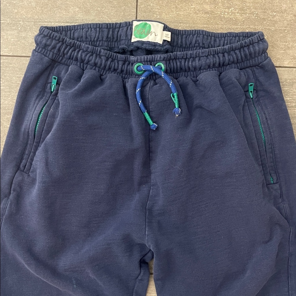 Boden Warrior Knee Jogger Navy w/ Kelly Green zippered pockets size 14Y / 164 cm - Picture 2 of 6